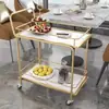 Carro Móvil Nórdico, Carrito de Almacenamiento de Alta Gama, Carrito de Bebidas para Hotel, Carrito de Comedor de Hierro Dorado Multicapa, Carrito de Entrega de Comida para Restaurante