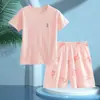 Pijamas de Menino, Shorts de Manga Curta de Algodão Puro de Verão para Crianças, Conjuntos de Roupas de Casa Finas para Meninas, Roupas de Ar Condicionado para Meninos Crianças Grandes