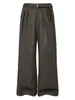 Pantalones Casuales de Patchwork Plisado de Ante Pied de Poule Estilo Old Money para Hombre, Otoño Invierno, Retro, Rectos de Pierna Ancha, Larga, Alta Calidad