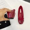 Zapatos de Ballet de Punta Cuadrada de Altura Interior Pequeña para Mujer Primavera 2025 Nuevos Boca Baja Lazo Vestido Zapatos Mary Jane