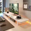 Soporte elevador para monitor de computadora de escritorio para e-sports, estante de escritorio extendido de doble capa con bandeja para teclado
