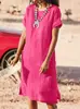 Ropa de mujer transfronteriza, exportación de eBay, vestido con abertura, plisado, Amazon, estilo europeo y americano, cuello redondo, manga corta, para mujeres