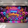Telón de Fondo Fluorescente Feliz Cumpleaños de Amazon Transfronterizo Banner de Decoración para el Primer Cumpleaños Bandera de Arreglo de Ambiente de Fiesta