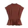 Ropa de Mujer Transfronteriza 2026 Moda Europea y Americana Ajustada Estilo Falda Corta Dobladillo Fruncido Camisa de Manga Corta para Mujer B483073