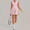 Atacado transfronteiriço de roupas de yoga com bojo, vestido esportivo modelador, minissaia de tênis, roupas fitness com sensação de segunda pele, peça única dropshipping