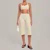 Conjunto de Yoga com Top Esportivo Cruzado no Pescoço Shorts de Cintura Alta Apertados de Secagem Rápida Conjunto de Roupa de Yoga 5423+7311