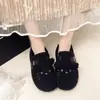 Sapatos Peludos de Desenho Animado Personalizados Novos para Mulheres, Sapatos Baixos de Algodão para Outono e Inverno, Com Veludo Adicional, Espessados, Quentes, Pantufas Externas de Algodão