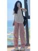 Pantalones casuales de trabajo de alta gama para mujer, novedad de verano 2025, holgados, deportivos americanos, de cintura alta, con pernera ancha y caída.