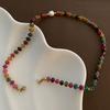 Succión Magnética Otoño e Invierno Nuevo Collar de Piedra Natural de Color Mezclado Collar Simple Exquisito Pulsera Multivuelta Cadena para Clavícula de Doble Uso para Mujer