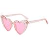 Óculos de sol Jiaojiang novos da moda em forma de coração óculos de condução masculinos retrô amor óculos com glitter óculos de sol feminino sentimento ins