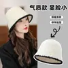 Sombrero de pescador de lana cálida tejido con costuras de felpa, estilo japonés para estudiantes, circunferencia de cabeza grande temprana, otoño e invierno, sombrero versátil para mujer