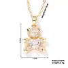 Colar de Urso Europeu e Americano Transfronteiriço Totalmente Cravejado com Diamantes para Mulheres, Aço Titânio Dourado Cobre Banhado a Ouro Zircônia Micro-Incrustada, Corrente de Clavícula Estilo Fofo e Doce com Pingente