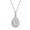 Joyería de Fábrica Collar de Diamante de Alto Carbono Venta al por Mayor para Mujer Plata de Ley S925 Cadena para Clavícula de Gota de Agua Completamente Diamantada Gema Rosa Zirconia