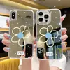 Funda Espejo Colorida Simple con Puntos y Flores Manzana 18Pro para iPhone15 Espejo de Maquillaje Funda Protectora