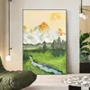 Pintura Decorativa Montanha Dourada Rizhao Textura Grossa Pintura de Parede para Sala de Estar Estilo Creme Pintura a Óleo de Paisagem para Hall de Entrada Estilo Curativo Pintura de Parede de Paisagem