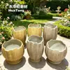Floreira GRC leve em formato oval, vaso de flores criativo minimalista moderno, feito sob medida para paisagismo externo de distrito comercial