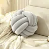 Almofada redonda transfronteiriça, almofada de brinquedo de pelúcia com bola de nó para decoração de casa, almofada de cama para quarto, dropshipping