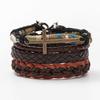 Conjunto tejido vintage pulsera de cuero simple cruz multicapa cuerda de cáñamo cuero cuerda de mano pulsera personalizada venta al por mayor comercio exterior