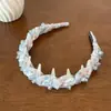 Diadema Alta Delicada Transparente con Ola de Pedrería para Mujer con Dientes, Diadema Antideslizante para Lavarse la Cara, Pinza para el Cabello, Diadema