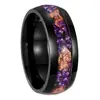 Nueva Joyería para Hombre de Amazon Incrustada con Amatista y Lámina de Oro Anillo Negro de Acero de Titanio de Calidad Joyería