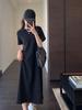 Fan de Blogger Vestido de una pieza Fácil de salir y ocultar la figura Vestido negro pequeño Vestido tipo camiseta larga Nuevo estilo para mujer