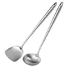 Utensilios de cocina de acero inoxidable, espátula, colador, cuchara sopera grande, espátula de mango largo engrosada no magnética, utensilios de cocina