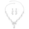 Nuevo conjunto de joyería de collar y pendientes de moda transfronteriza para novia con pedrería en forma de lágrima para accesorios de vestido de noche de mujer