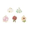 Hermosos accesorios artísticos de aleación DIY con forma de flor, pendientes de girasol rosa, collar, colgante, llavero, colgante de gota de aceite