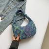 Bolsa de Ombro Estilo Francês Personalidade Bonita Feminina 2024 Novo Estilo Bolsa de Ombro Elegante Bolsa Transversal Jeans Bolsa Bagel Bolsa Feminina