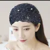 Diadema de Perlas Transfronteriza para Mujer, Cubrecabello Blanco Transpirable Hueco, Encaje, Tocado de Ala Ancha, Cinta Adhesiva para Presionar el Cabello, Diadema, Protección del Cabello