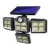 Candeeiro de parede solar ao ar livre LED4 cabeça girando corpo humano indução luz de jardim com controle remoto pátio garagem pequena iluminação pública