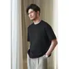 Camiseta de Algodón Suave Líquido de Peso Pesado de Manga Corta para Hombre Verano Transpirable Simple Holgada Camiseta Básica t Blanca