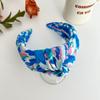 Diadema anudada con estampado versátil de borde ancho de Amazon AliExpress, accesorio para el cabello de tela satinada para mujer, diadema de estilo coreano.