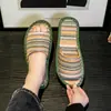 Pantuflas de Lino de Invierno para Mujer, Uso en Casa para Parejas, Pantuflas de Algodón con Suela Suave de PVC Antideslizante para Pisos de Madera en Interiores para Hombre