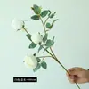 Tallo Único con 4 Cabezas de Rosas Artificiales con Borde de Seda para Decoración del Hogar y Bodas, Flores Falsas de Acabado de Alta Gama al por Mayor