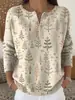 Sudadera de Punto con Cuello en V, Botones y Mangas Largas, Estilo Nuevo Transfronterizo, Otoño e Invierno, Suéter con Estampado de Moda Personalizado para Mujer
