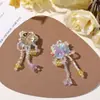 Salida de Verano Morado Soñador Borla de Perlas Flor de Lirio Pequeña DIY Pendientes Dulces Lindos Accesorios para el Cabello Accesorios de Flor para Zapatos