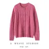 Nuevo cárdigan de cachemir puro para mujer de otoño e invierno, suéter de punto con hilo moteado de cuello redondo, suéter holgado, top casual, abrigo grueso