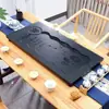 Bandeja de té negra dorada para uso en el hogar y la oficina, diseño de escritorio simple, bandeja de té incorporada con drenaje, pequeña bandeja de drenaje de té