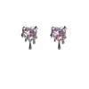 Pendientes de Corazón de Circonita Rosa Líquida Estilo Dulce Fresco Diseño de Nicho Estilo Indiferente Personalidad con Forma de Corazón Sensación de Alta Gama Pendiente