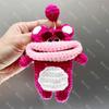 Bolsa para Llaves de Coche Lindo Dibujo Animado Hecho a Mano Lana Tejida Suministros para Coche Colgante Estuche Protector para Llaves Bolsa de Almacenamiento para Mujeres