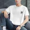Camiseta de manga corta de verano para hombre, de media manga, pequeña y atractiva, con estampado de moda versátil e informal, ropa superior de color sólido