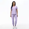 Amazon V-neck manga curta enfermeira roupas de gerenciamento de pele masculina e feminina roupas de lavagem à mão sala de cirurgia roupas de isolamento conjunto de roupas de trabalho