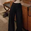 Jeans de Talla Grande Estilo Americano Retro Oscuro para Mujer Primavera Cintura Alta Pierna Ancha Pantalones Sueltos Versátiles Abertura de Pierna Grande Pantalones Largos hasta el Suelo