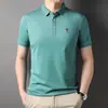 Nova Camisa Polo de Lapela de Verão Masculina Tijolo Quente Seda de Gelo Algodão Manga Curta Camiseta Casual de Negócios Versátil Roupa Masculina Casual