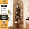 Decoración de Biombo de Esquina de Ratán Mediano y Retro Sala de Estar Sofá Pared Librero Dormitorio Madera Maciza Estante de Almacenamiento de Tres Giros