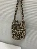 Bolsa Bucket Retrô de Inverno 2024 Bolsa de Ombro Imitação de Caxemira Padrão de Leopardo Padrão de Bolinhas Bolsa Transversal de Pelúcia Bolsa de Tecido