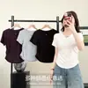 Camiseta de Manga Corta de Verano Más Vendida para Mujer, Cuello en V con Botones Plateados, Camiseta Básica Ajustada, Ropa Interior Adelgazante para Mujer, Diseño de Hombro Regular, Ropa de Mujer al por Mayor