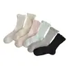 Calcetines finos de primavera-verano para mujer con bordes de volantes, estilo japonés, diseño de lazo calado, longitud a media pantorrilla, color liso, versátiles, calcetines sin costuras