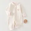 Mameluco de algodón puro Clase A para bebé para primavera y otoño, mameluco para recién nacido, estilo caballero de manga larga capa base de otoño e invierno para bebés niños
